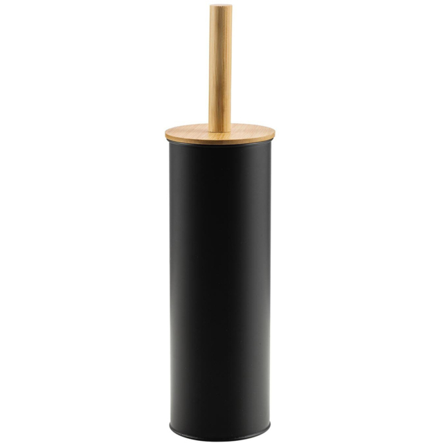 Bathstore Bamboo Lid Toilet Brush Holder Black