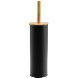 Bathstore Bamboo Lid Toilet Brush Holder Black