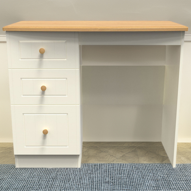 Crowndale Warwick Cream Ash and Oak 3 Drawer Vanity Desk - image 1