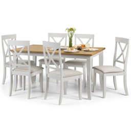 Julian Bowen Davenport Grey and Oak 6 Seater Rectangular Dining Set - thumbnail 2