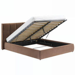 SOLACE+CO Mika Chocolate King Size Velvet Ottoman Bed - thumbnail 3