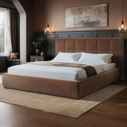 SOLACE+CO Mika Chocolate King Size Velvet Ottoman Bed