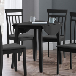 Julian Bowen Coast 4 Seater Black Round Dropleaf Folding Table - thumbnail 1