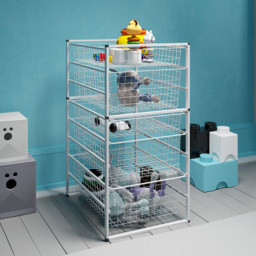 Flexi Shelving 5 Basket Wire Storage Unit - thumbnail 2