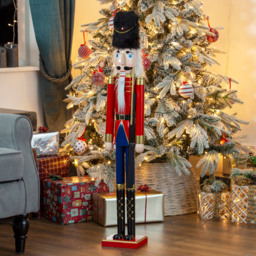 The Christmas Workshop Wooden Nutcracker Soldier Red and Blue 106cm - thumbnail 2