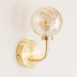 ValueLights Chessy 2 Pack Ribbed Globe Shade Gold Stem LED Wall Light - thumbnail 3