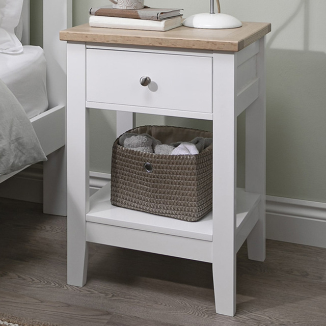 Noa and Nani Leines Single Drawer White and Oak Bedside Table