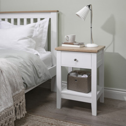 Noa and Nani Leines Single Drawer White and Oak Bedside Table - thumbnail 4