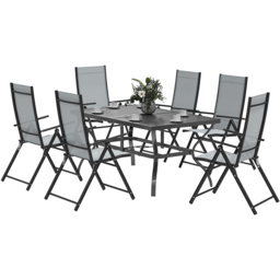 Outsunny 6 Seater Metal Outdoor Dining Set Grey - thumbnail 2