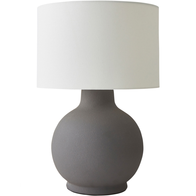 ValueLights Blair Natural Linen Shade Hand Finished Ceramic Grey Stone Table Lamp - image 1