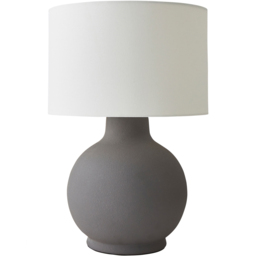 ValueLights Blair Natural Linen Shade Hand Finished Ceramic Grey Stone Table Lamp