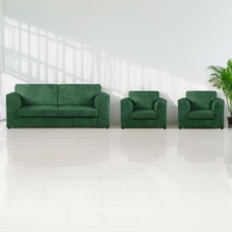 Luxor 5 Seater Green Jumbo Cord Sofa Set with Full Back