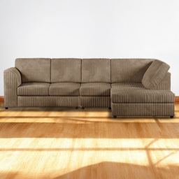 Luxor 5 Seater Coffee Jumbo Cord Right Hand L Shaped Corner Sofa with Full Back