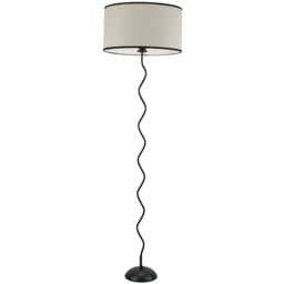 ValueLights Wiggle Drum Black Edge Shade Black Metal LED Floor Lamp