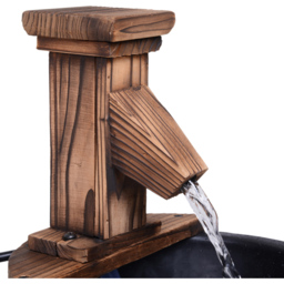 Outsunny Wood Barrel Pump Patio Electric Water Feature - thumbnail 3