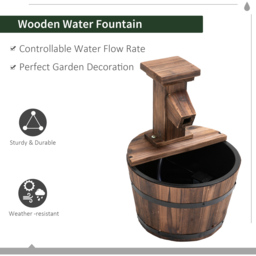Outsunny Wood Barrel Pump Patio Electric Water Feature - thumbnail 4