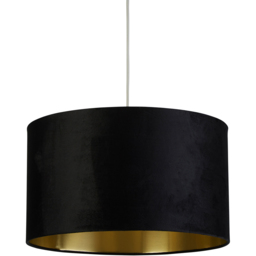 Lighting Collection Black Brushed Golden Inner Velvet Drum Shade 45cm