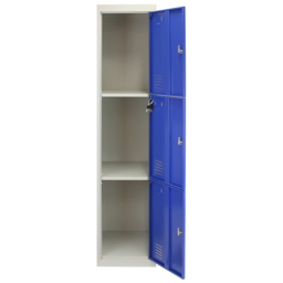 MonsterShop 3 Door Blue Metal Storage Locker - thumbnail 3