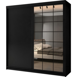 M N Furniture Collian 2 Door Black Mirrored Sliding Wardrobe 200cm - thumbnail 2