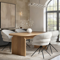 SOLACE+CO Varm Eira Ribbed Wooden 4 Seater Dining Set - thumbnail 1