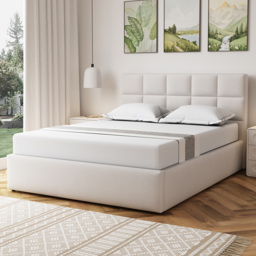 Artemis Home Richwood King Size Beige Linen Upholstered Ottoman Bed