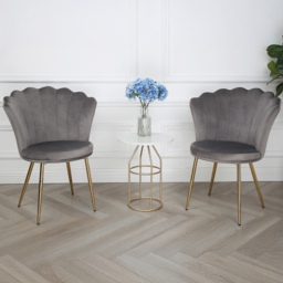 Mini Flora Grey Velvet Dining Chair Set of 2