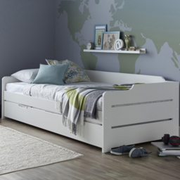 Copella Single White Guest Bed and Trundle with Spring Mattresses