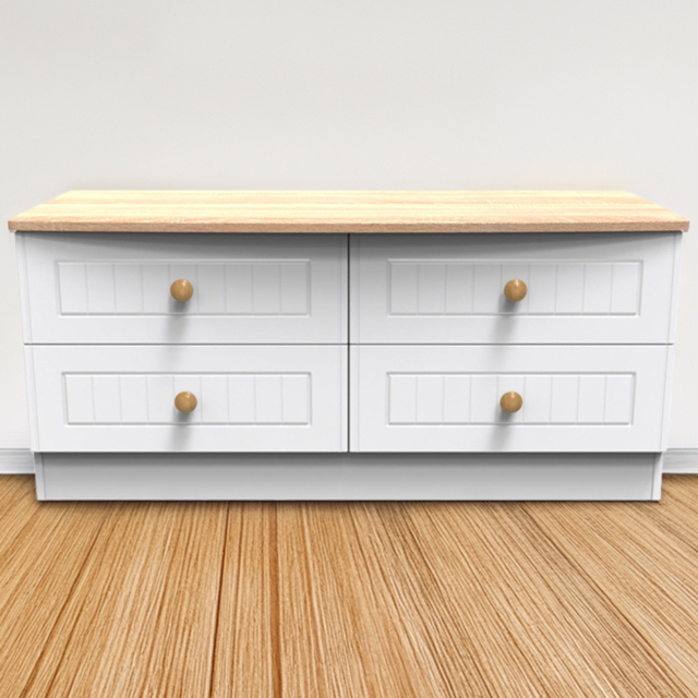 Crowndale Warwick White Ash and Oak 4 Drawer TV Unit - image 1