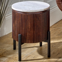 Brooklyn Opal Marble Top Mango Wood Side Table