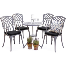 Centurion Oshowa Grey and Black 4 Seater Cast Aluminium Garden Bistro Set with Cushions - thumbnail 2