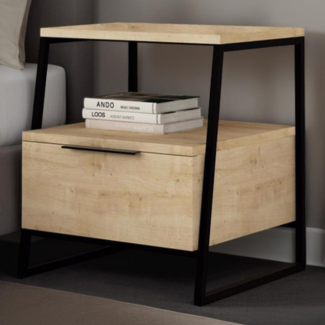 FWStyle Pal Oak Single Door Single Shelf Bedside Table