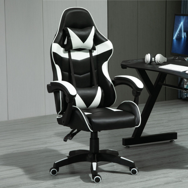 White Adjustable Tilt and Swivel Gaming Chair - image 1