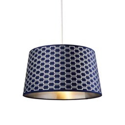 Mia Velvet 43cm Patterned Lamp Shade - Navy - thumbnail 2