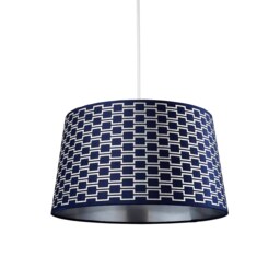 Mia Velvet 43cm Patterned Lamp Shade - Navy - thumbnail 3