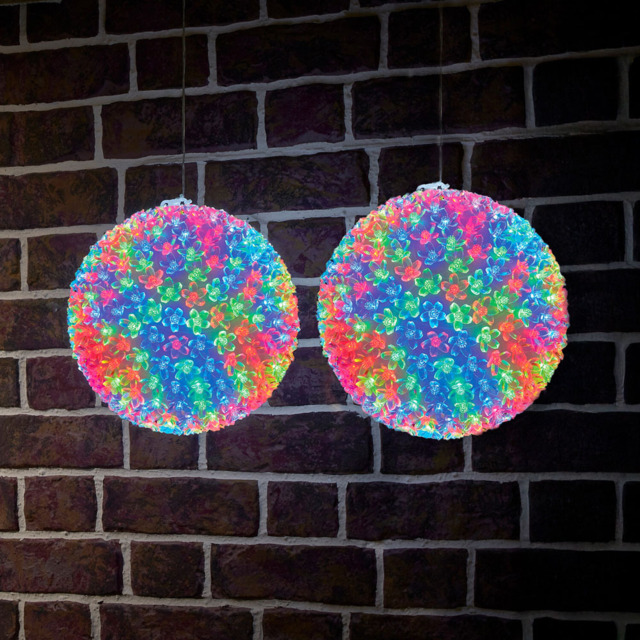 LED 600 Multicolour Christmas Porch Balls 2 Pack - image 1