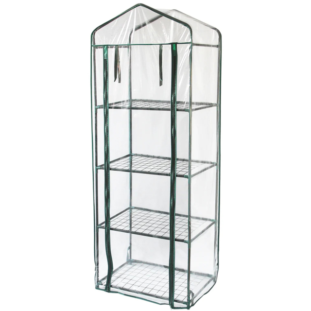 MonsterShop 4 Tier Mini Greenhouse with Plastic Cover - image 1