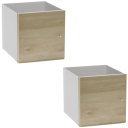 Homebase Single Door Light Oak Effect Cube Storage Insert 2 Pack