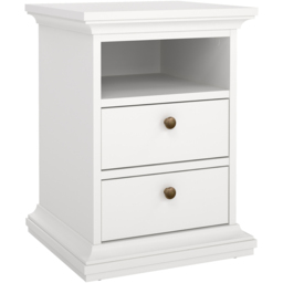 Florence Paris 2 Drawer White Bedside Table - thumbnail 2