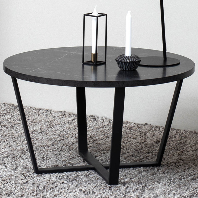 Florence Amble Black Marble Melamine Top Round Coffee Table - image 1