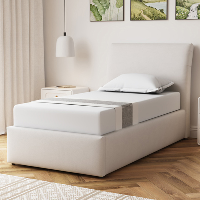 Artemis Home Bethany Single Beige Linen Upholstered Ottoman Bed - image 1