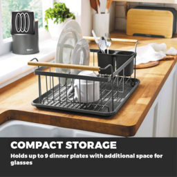 Tower Scandi Grey Dish Rack with Wooden Handles - thumbnail 3