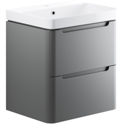 Bathstore Amalfi 2 Door Grey Wall Hung Basin Unit 600mm