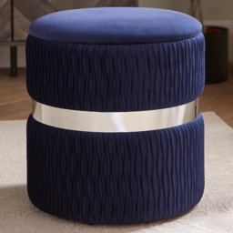 GFW Eden Midnight Blue Velvet Storage Stool