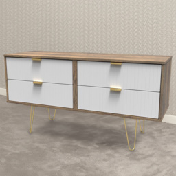 Crowndale 4 Drawer White Matt and Vintage Oak Chest of Drawers Ready Assembled