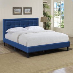 Brooklyn King Size Blue Buttoned Headboard Bed Frame - thumbnail 1