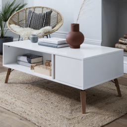 Noa and Nani Otto Single Door Single Shelf White Coffee Table - thumbnail 1