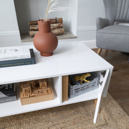 Noa and Nani Otto Single Door Single Shelf White Coffee Table - thumbnail 3