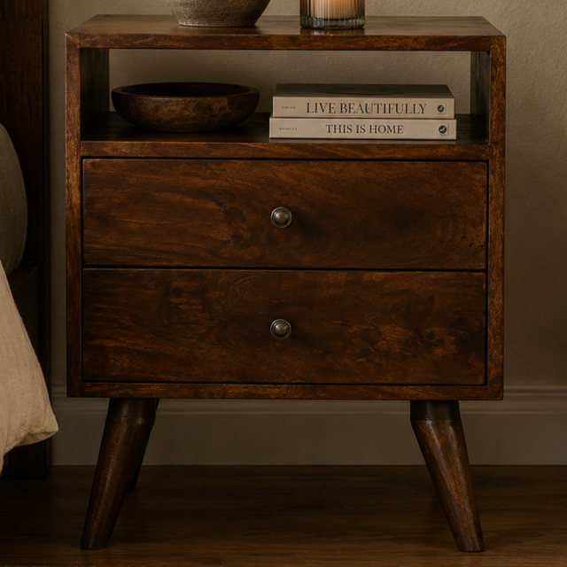 Artisan Furniture Classic Chestnut 2 Drawer Solid Wood Bedside Table - image 1