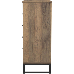 Crowndale Hong Kong 5 Drawer Vintage Oak Tall Bedside Cabinet Ready Assembled - thumbnail 4