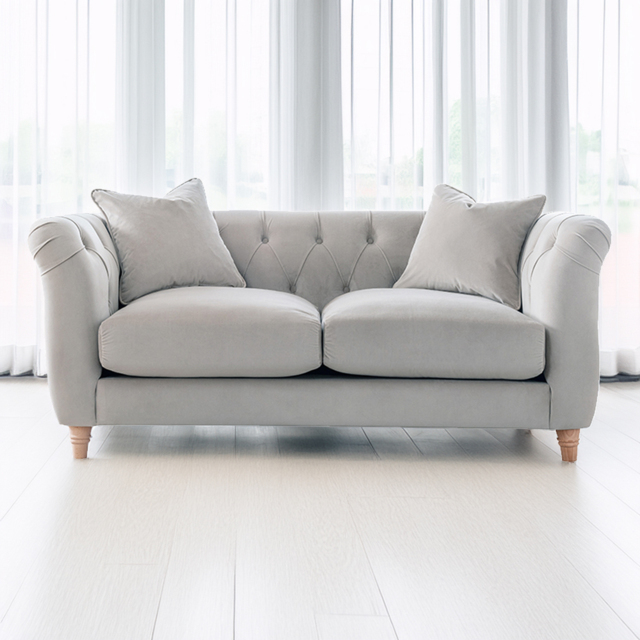 Elsie Chesterfield Chalk Plush Velvet 2 Seater Sofa - image 1